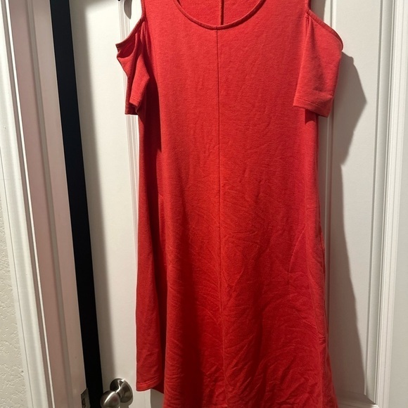 Soft Surroundings Coral Cold Shoulder Swing Dress w/Pockets Casual Size Small - Picture 2 of 9